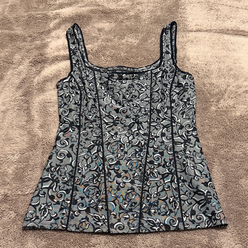 WHBM Black and Gray Floral Women's Blouse